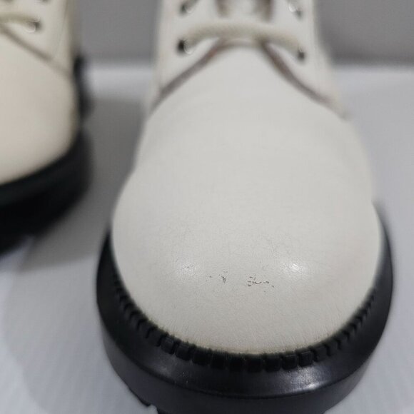 Aquatalia Laila Combat Boot Women 6 Ivory Leather Water Resistant Ankle Lug Sole - Picture 8 of 15